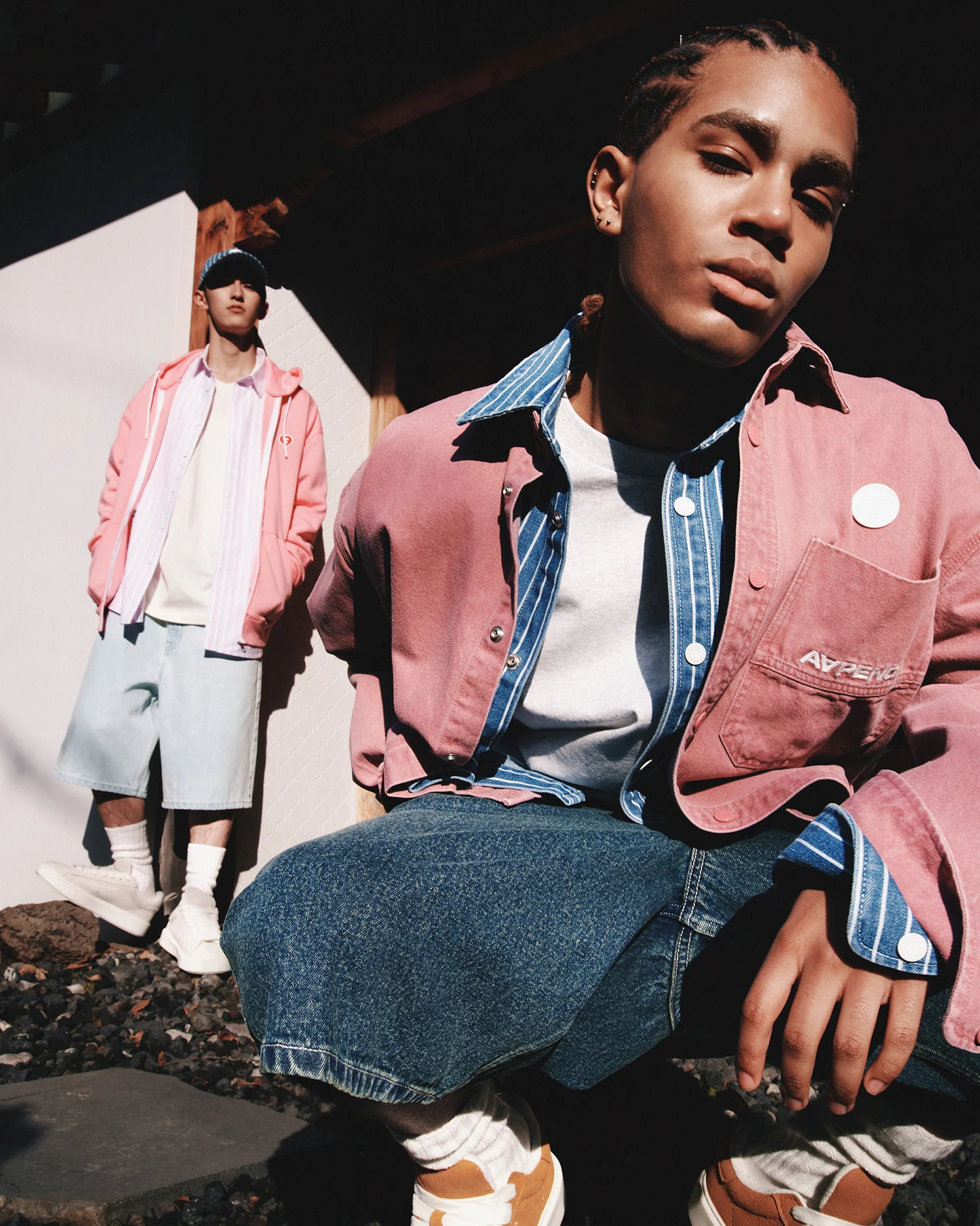 AAPENOW moonface striped long sleeve shirt - Image 3