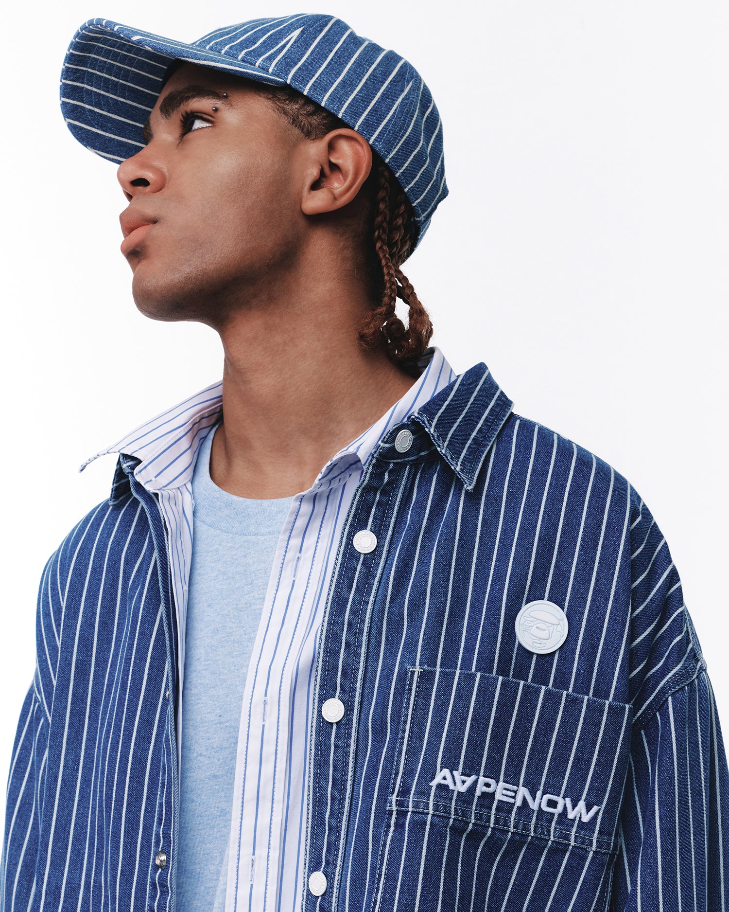 AAPENOW moonface striped long sleeve shirt - Image 4